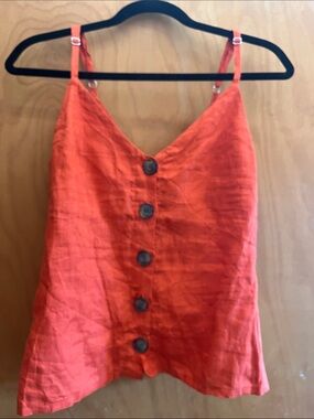Reformation Red Linen Spaghetti Strap Summer Top XS